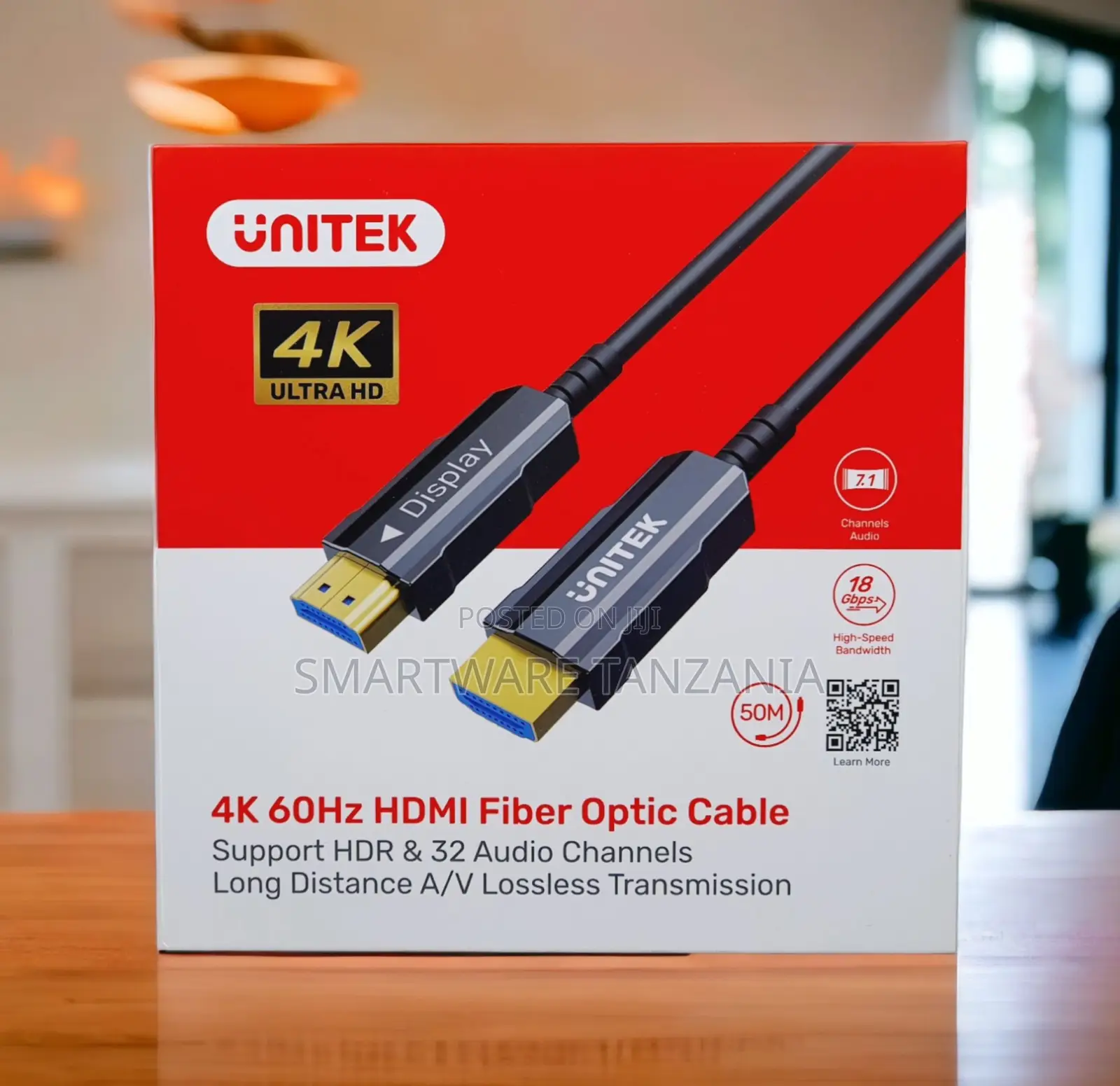 Unitek 60hz Hdmi Fiber Optic Cable 50m 18gbps Lossless