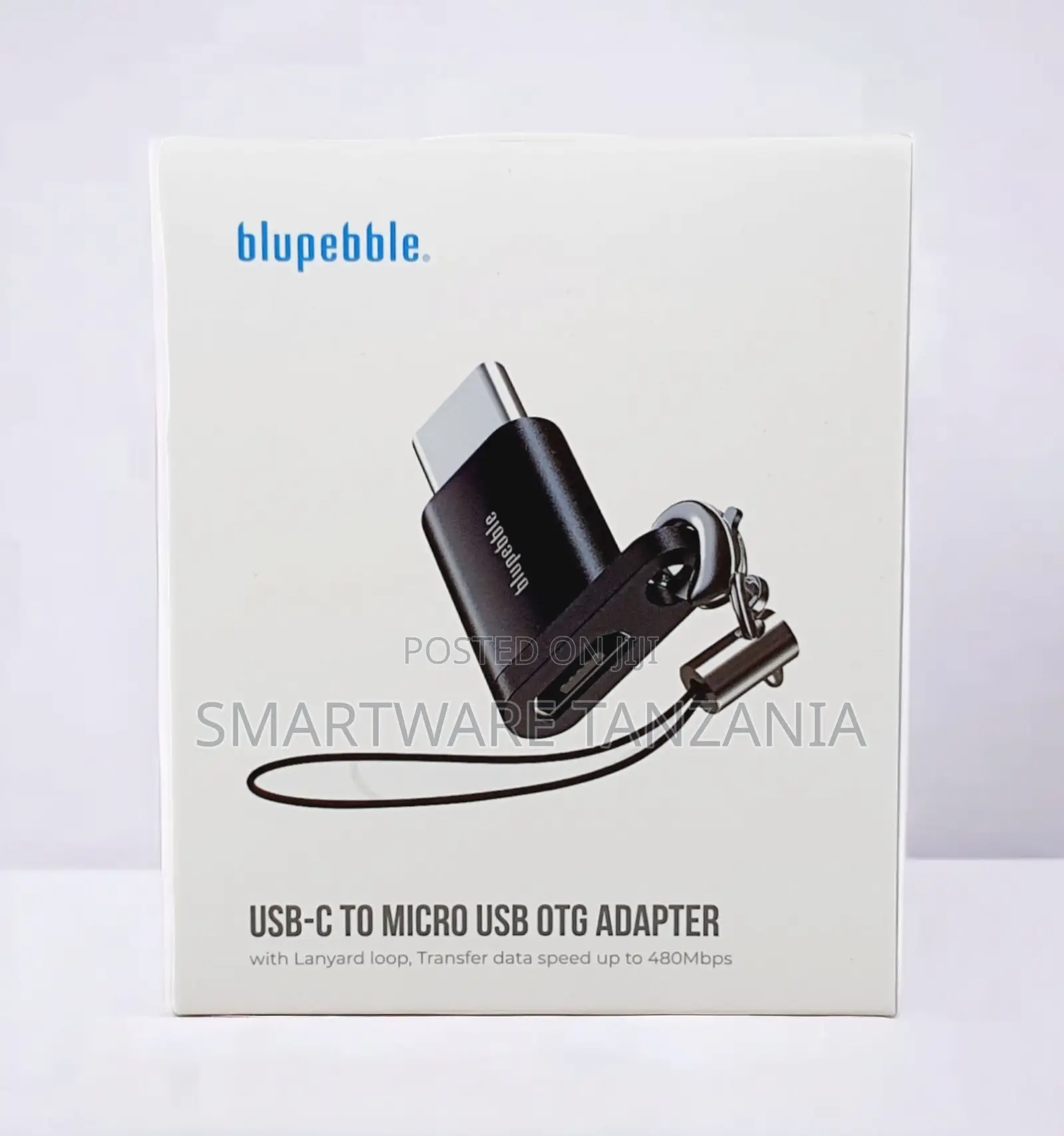 Blupebble Usb-C Micro Usb Otg Adapter Black Lanyard Loop