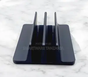 Aluminum Dual Vertical Laptop Stand Dock for Desk Organization Setup