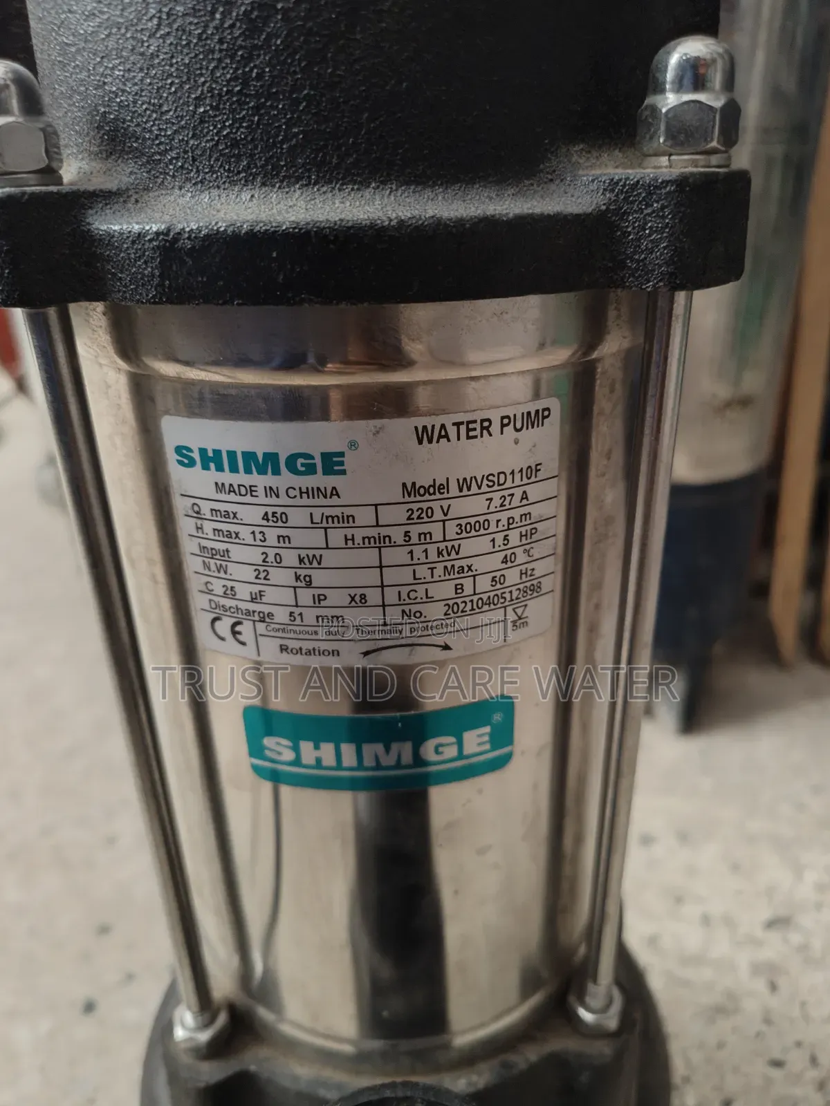 Shimge Sawege Pump 1.5hp(Nyeusi)