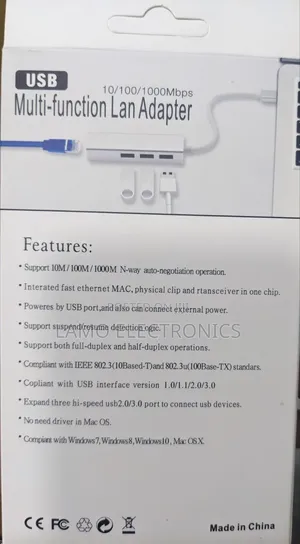 Usb Hub With 3 Ports of Usb and I Port of Lan
