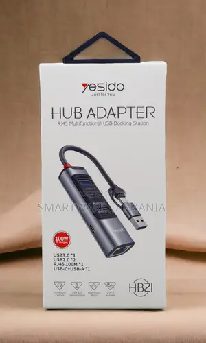 Yesido Hb21 Usb Hub Rj45 Ethernet 100w Pd Usb3.0 Aluminum