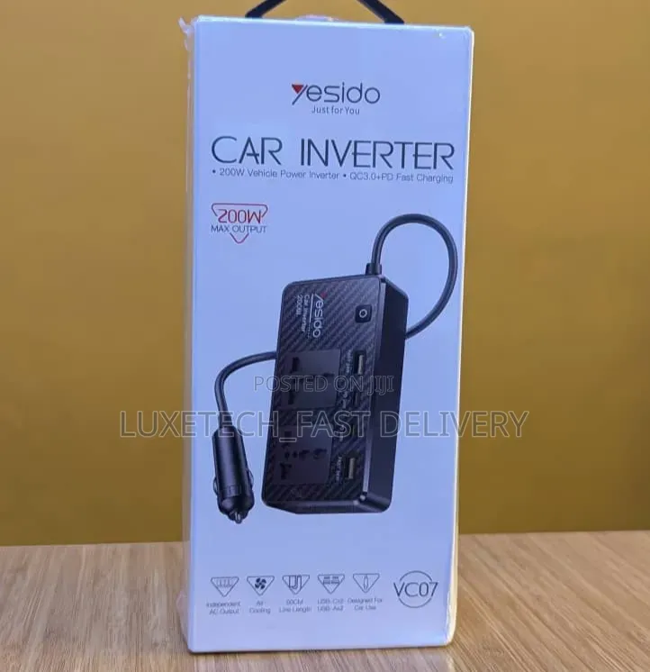 Yesido 200w Car Inverter - Convert Vehicle's 12v Dc Power Into 220v Ac