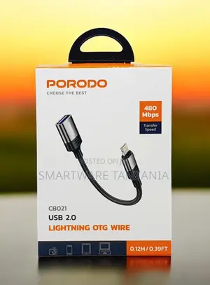 Porodo Lightning Otg Wire Usb 2.0 480mbps for iPhone iPad