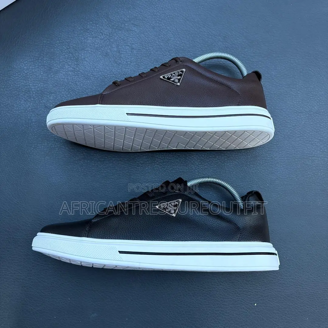 Prada Downtown Leather Sneakers Collection Available