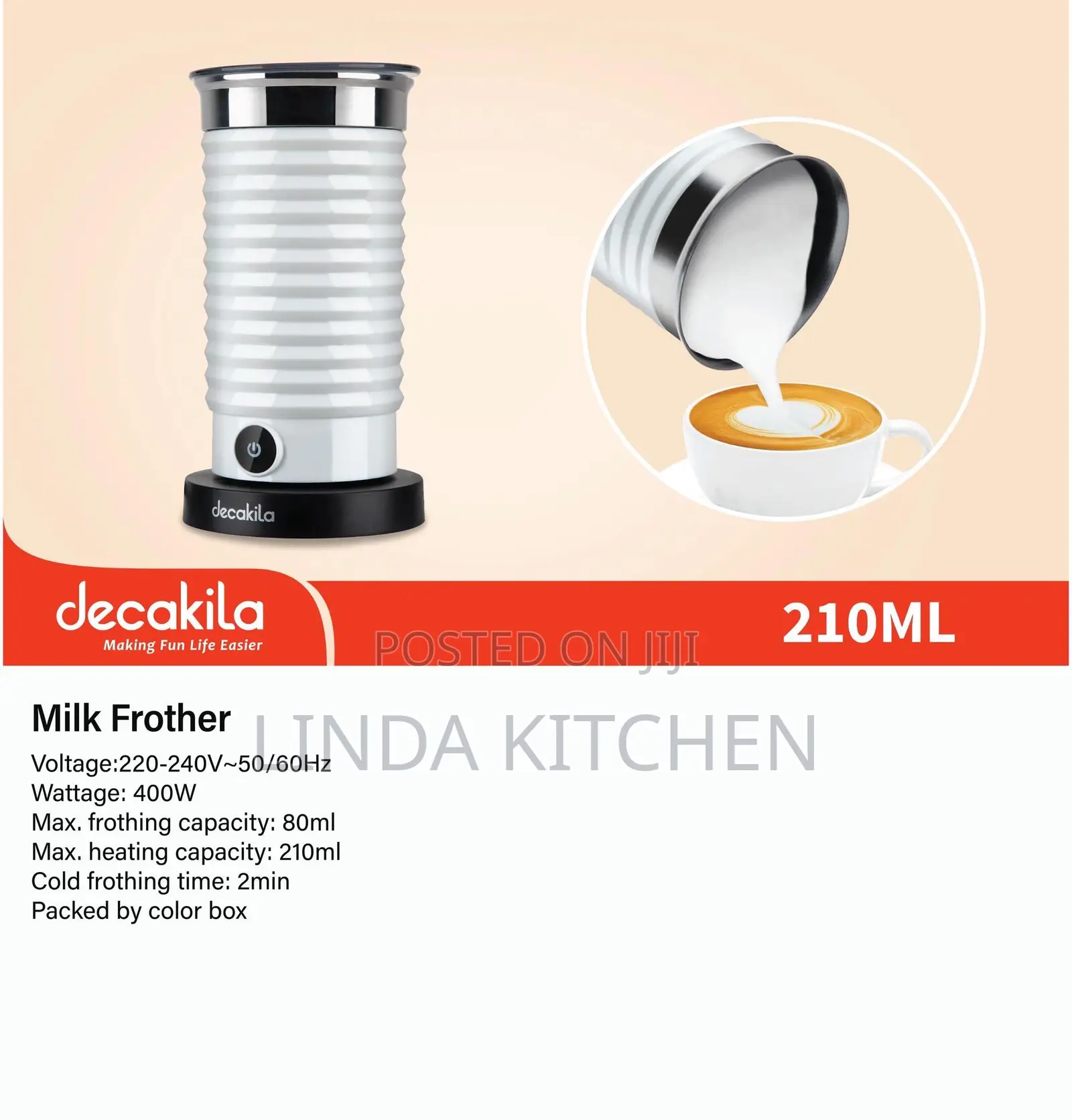 Decakila Milk Frother 210ml, 400w