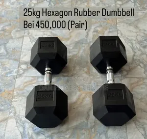 25kg Hexagon Rubber Dumbbell (Pair)