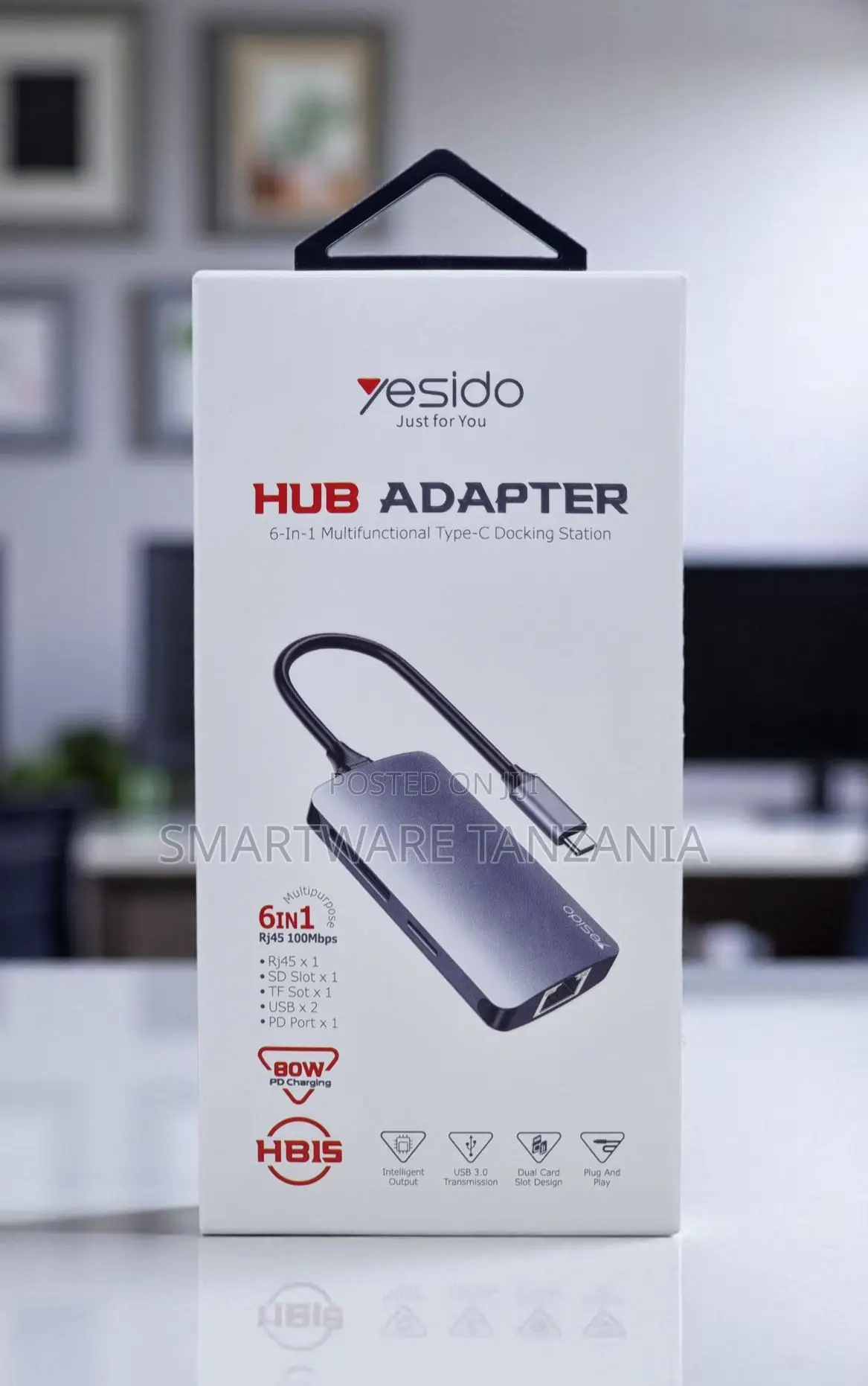 Yesido Hb15 6 in 1 Usb-C Hub Rj45 Sd Tf Usb 80w Pd Dock