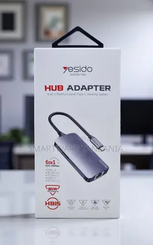 Yesido Hb15 6 in 1 Usb-C Hub Rj45 Sd Tf Usb 80w Pd Dock