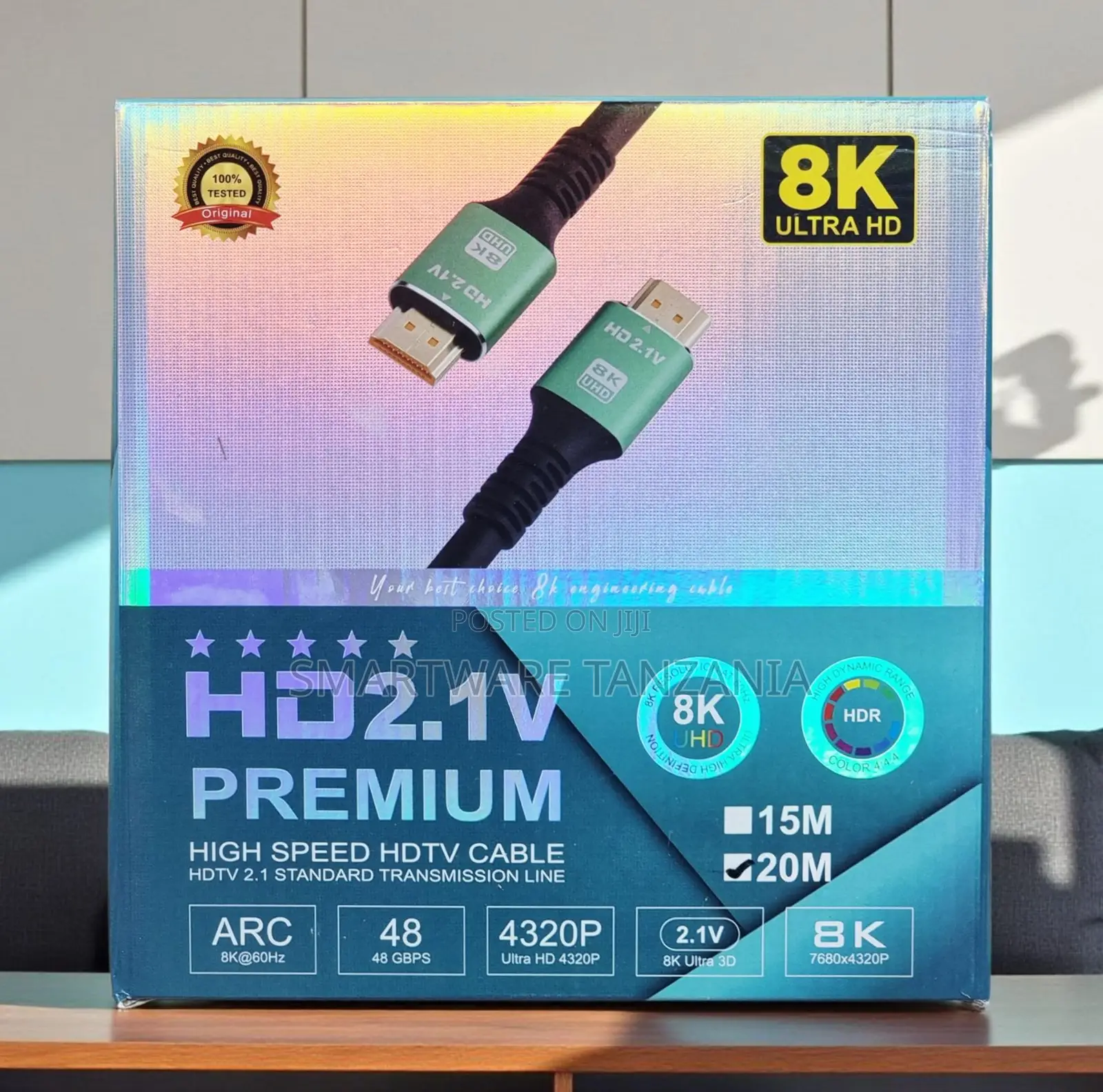Hd 2.1v Premium Hdmi Cable 20m 48gbps Arc Hdr 4320p