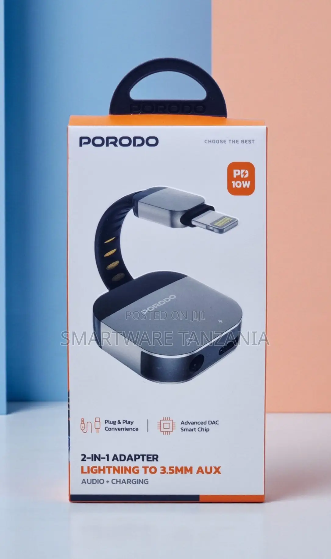 Porodo 2-in-1 Lightning To 3.5mm Aux Adapter 10w Charging