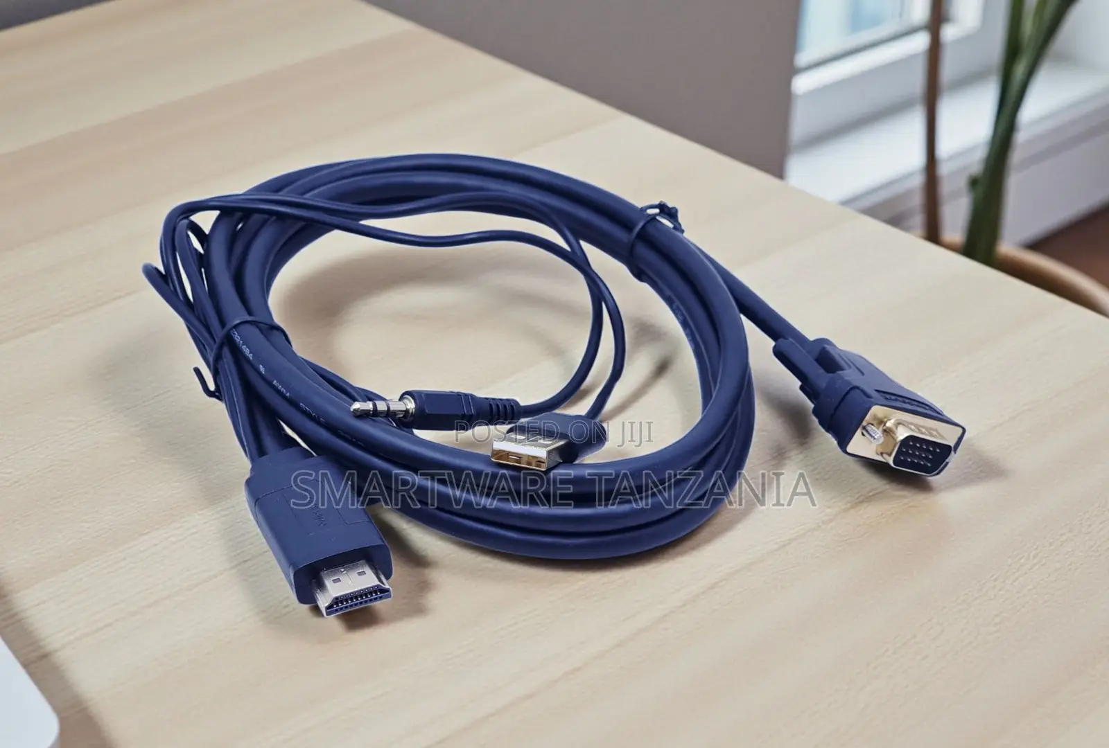 Hdmi To Vga Cable With Usb Power 3.5mm Audio Blue Lead