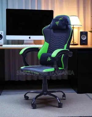 Gaming Chair Ergonomic Racing Style Black Green Lumbar Neck