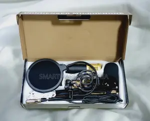 Gold Condenser Microphone Full Kit Boom Arm Pop Filter Included
