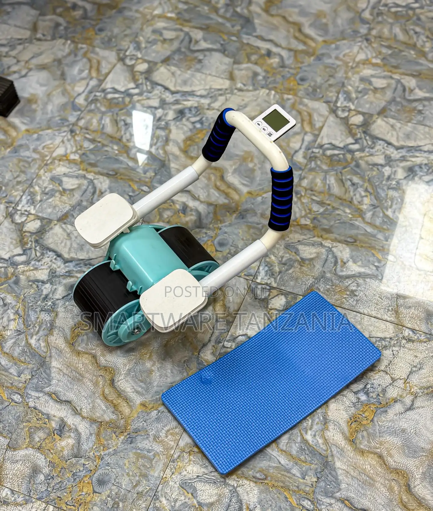 Ab Roller With Timer Display And Knee Mat For Core Gains