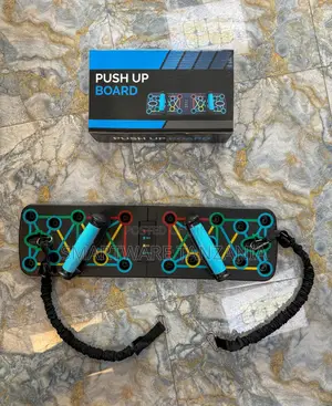 Color-coded Push-up Board With Bands And Blue Handles