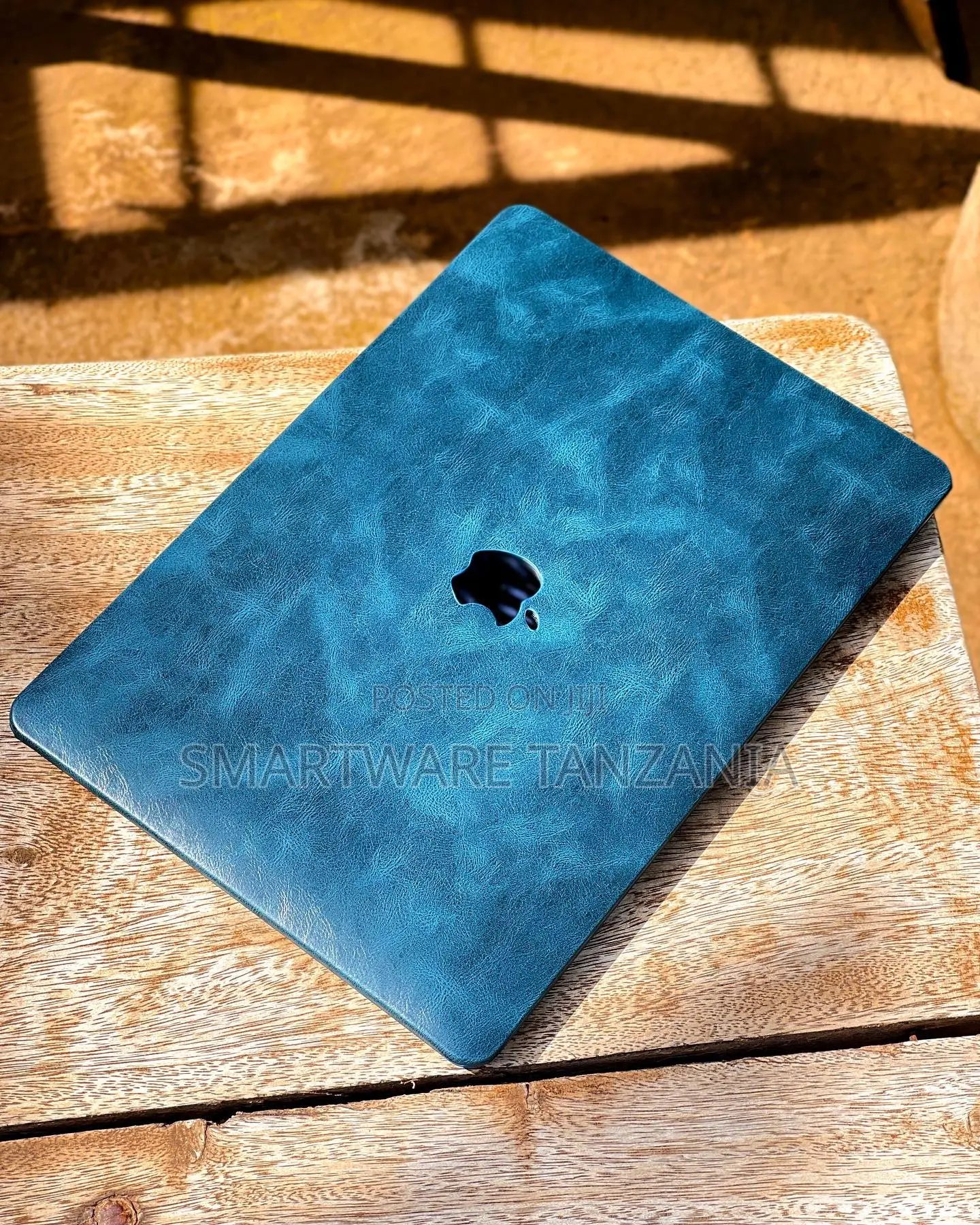 Macbook Hard Case Teal Blue Leather Texture Finish Cover