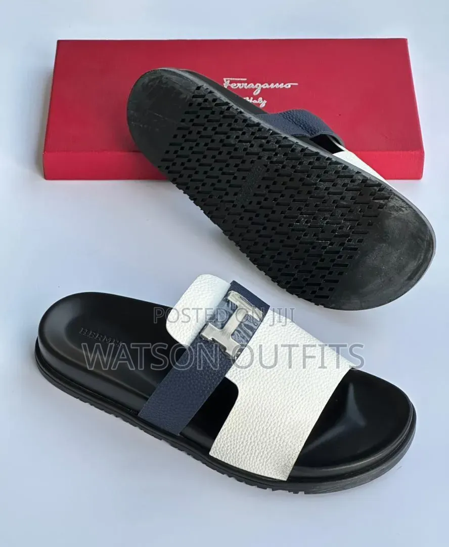 Hermes Branded Men's Leather Sandal Shoes Materials Classic