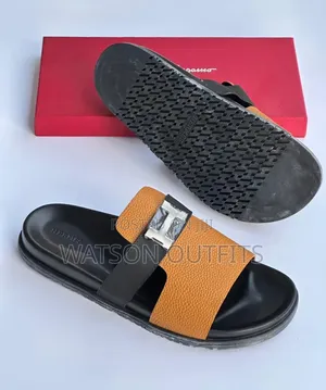 Hermes Branded Men's Leather Sandal Shoes Materials Classic