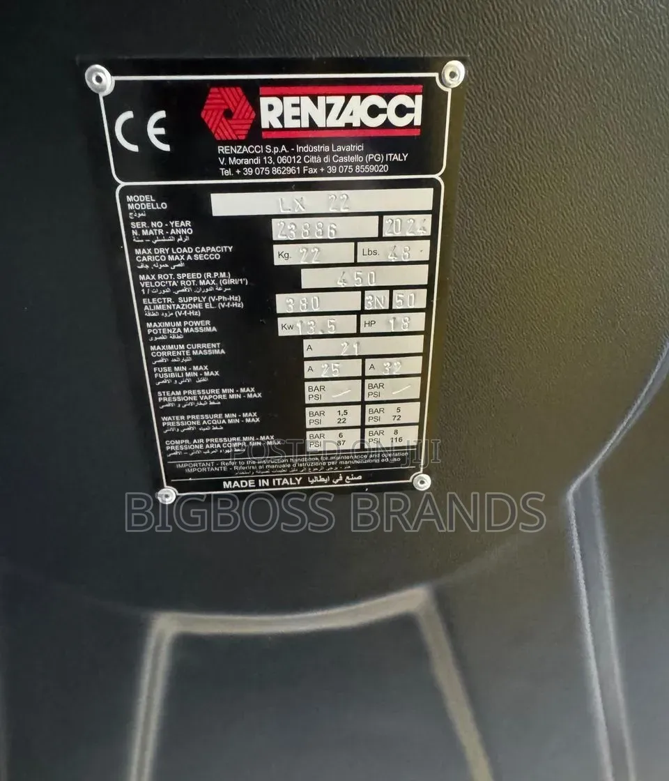 Renzacci Commercial Washing Machines Lx22 _ 22kg Washer