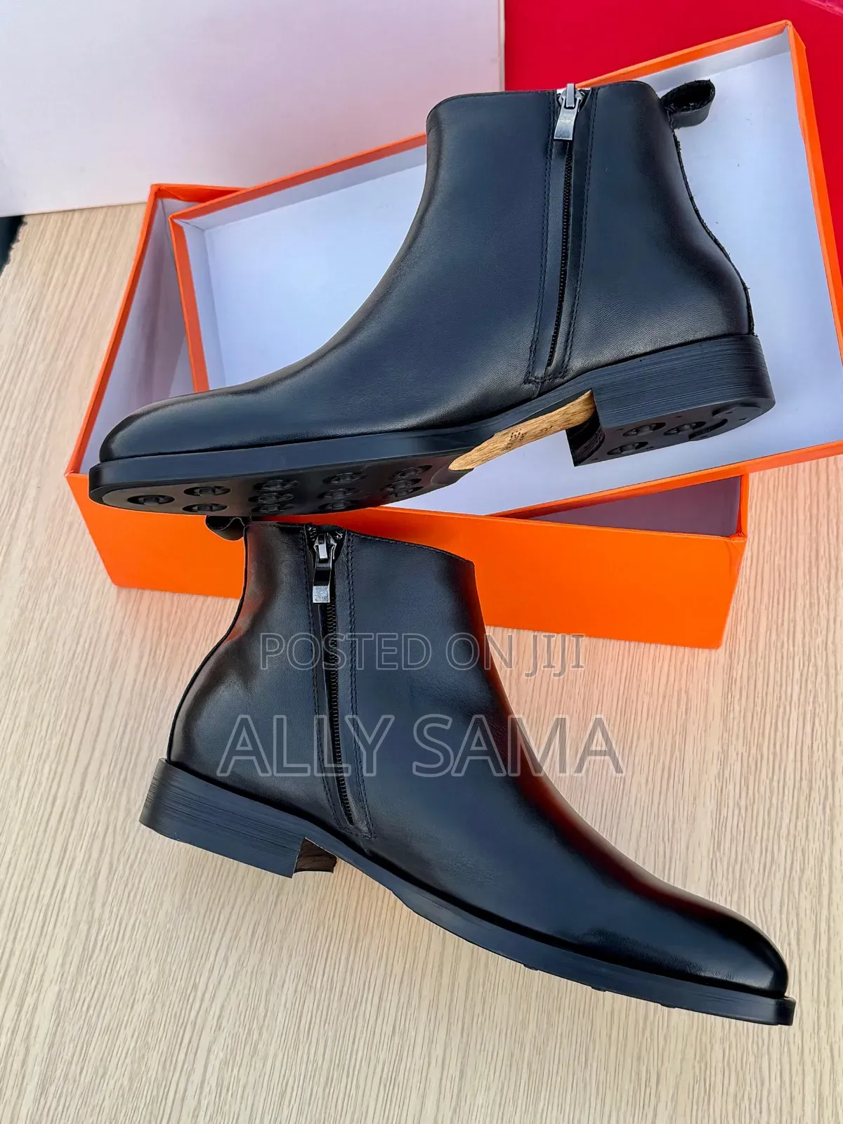 Men's Boots Travolta Full Black Material Leather