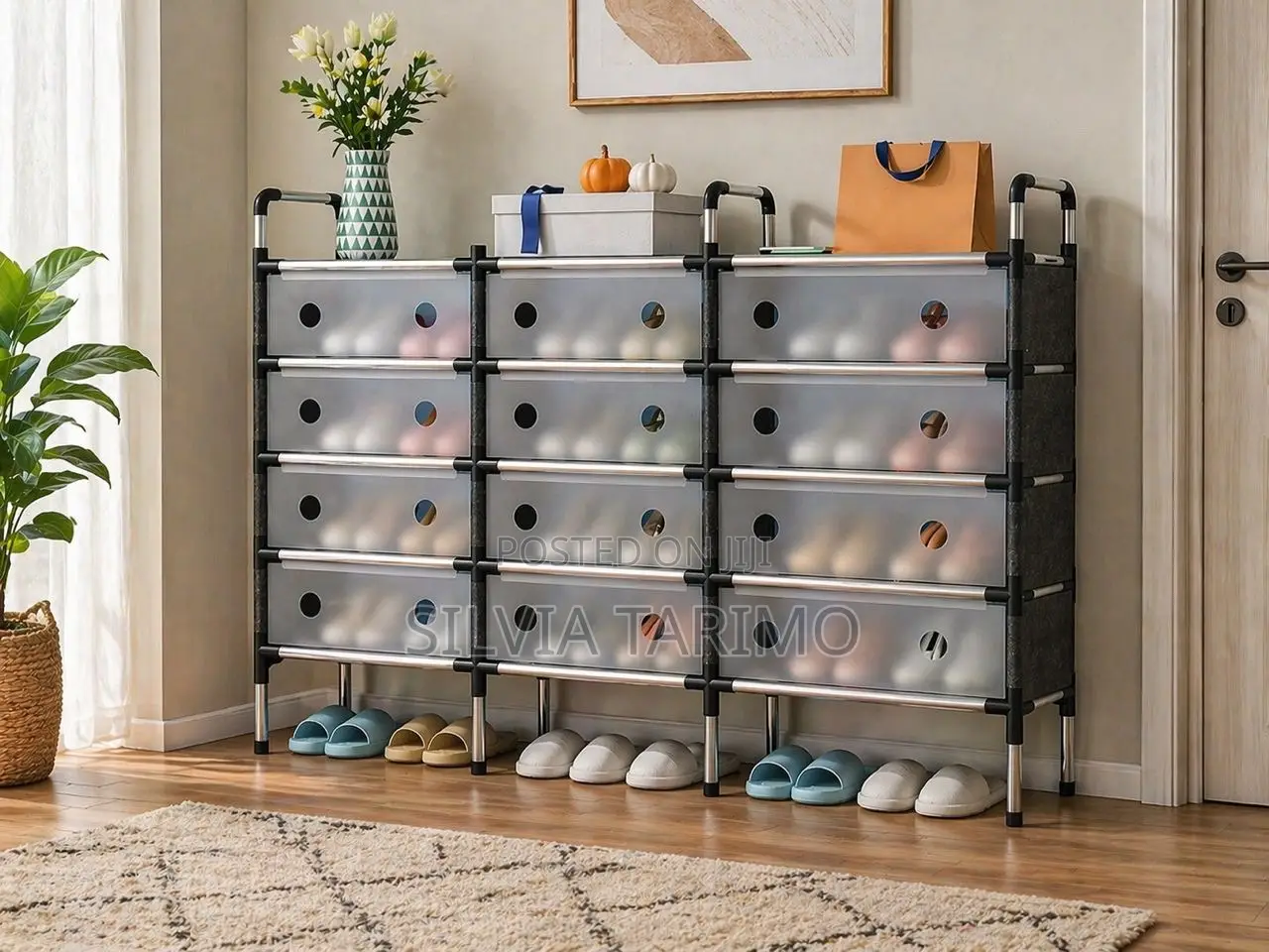 *#5-layers Tripple Row Design Shoe Rack* Dimensions:120*28*92cm *