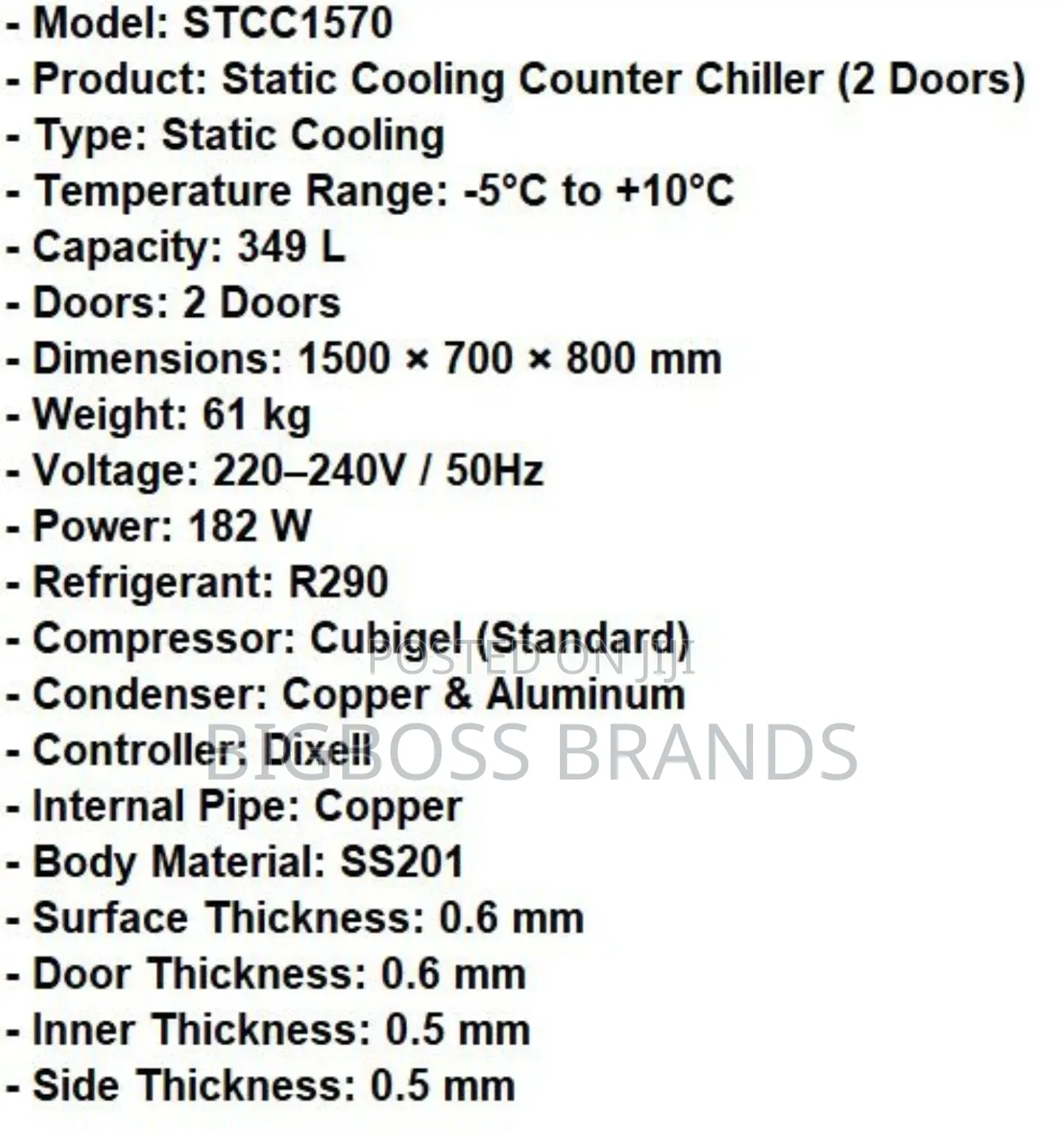 Counter Fridge Stainless Steel 2 Doors 349 Liters