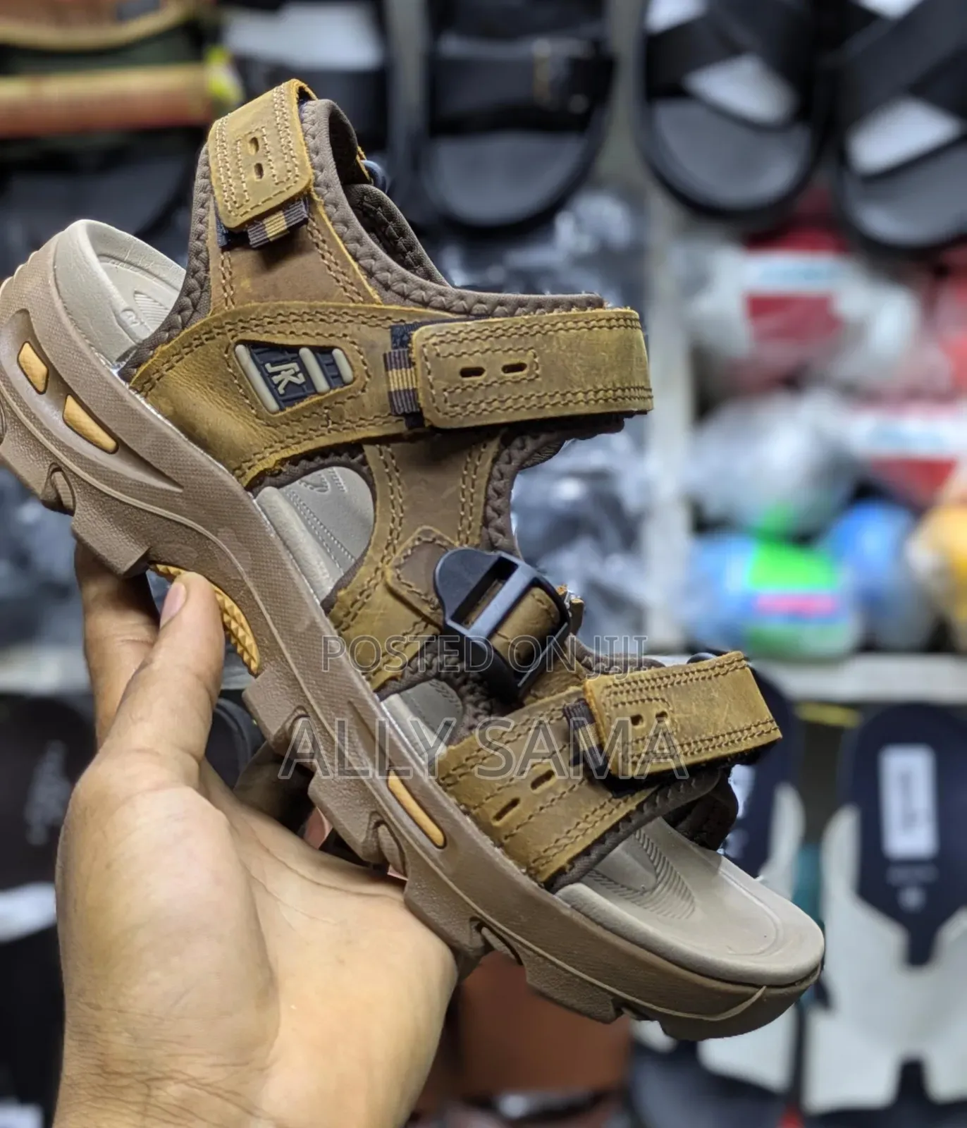 Men's Sandals Brown Material Leather
