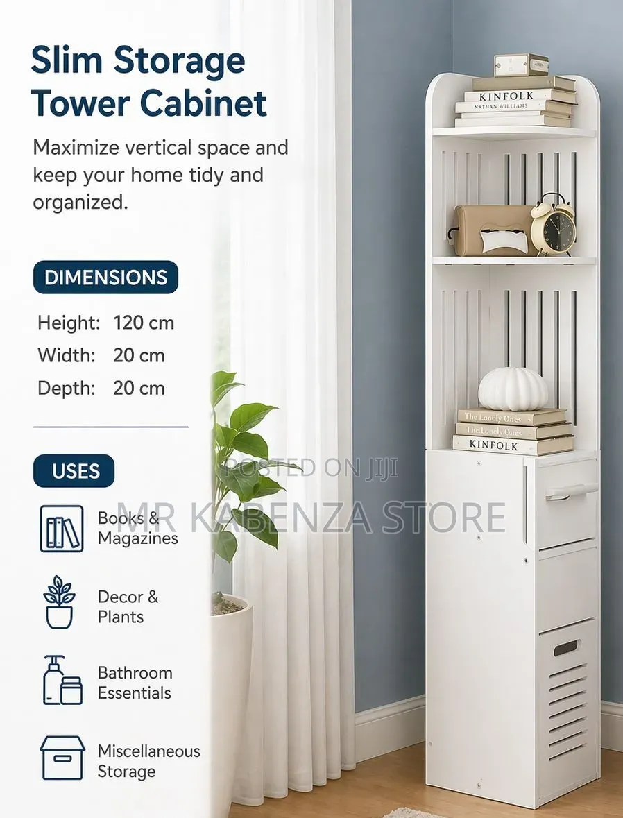 Slim Storag Tower Cabinet 20×20×120cm
