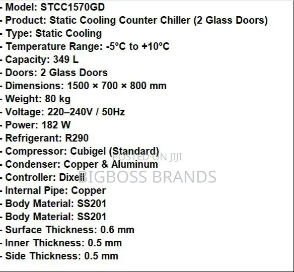 Counter Fridge - 2 Glass Doors 349 Liters [Stcc1570gd]