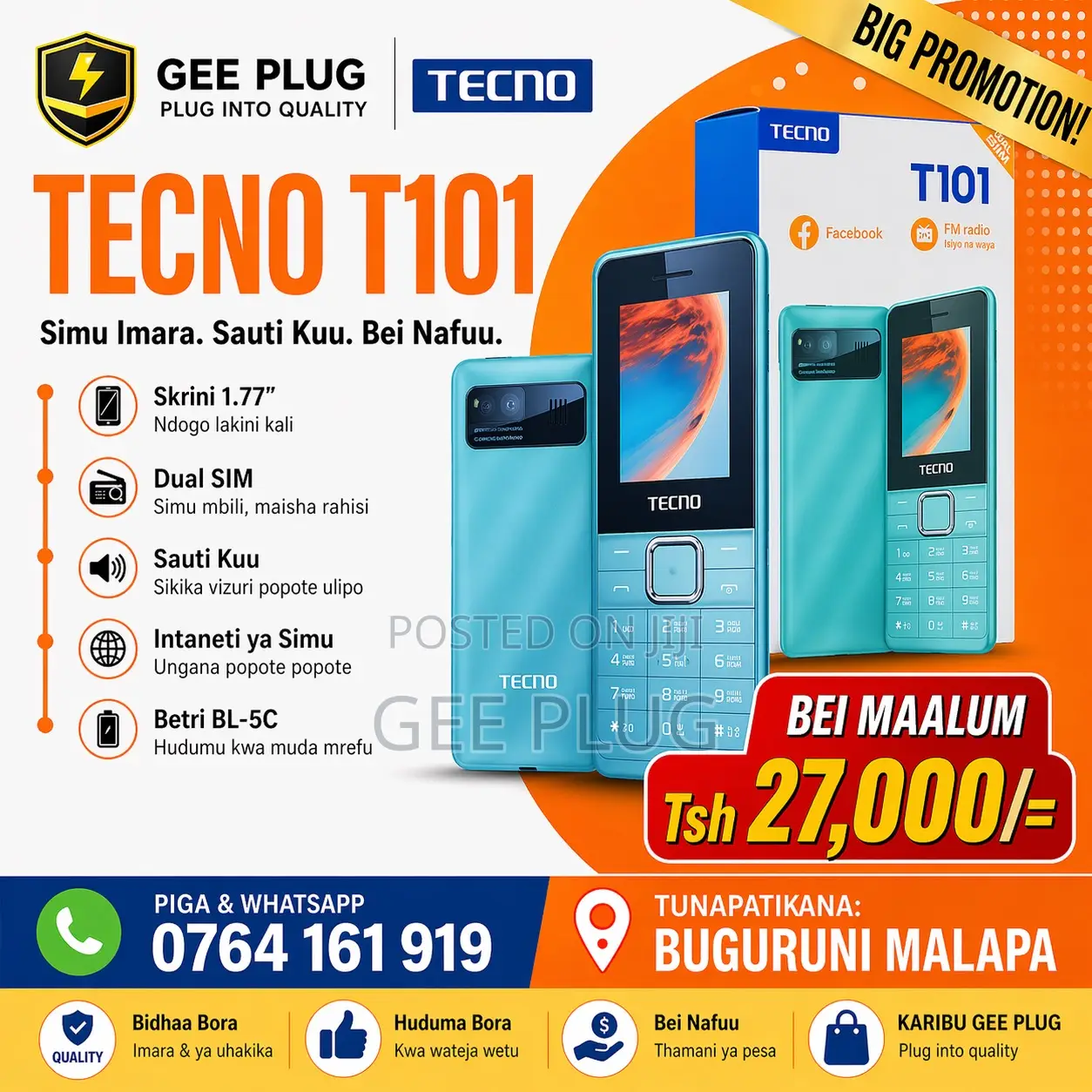 New Tecno T101 Blue