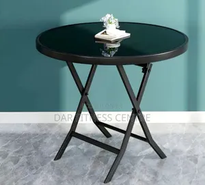 Glass Top Black Foldable Table