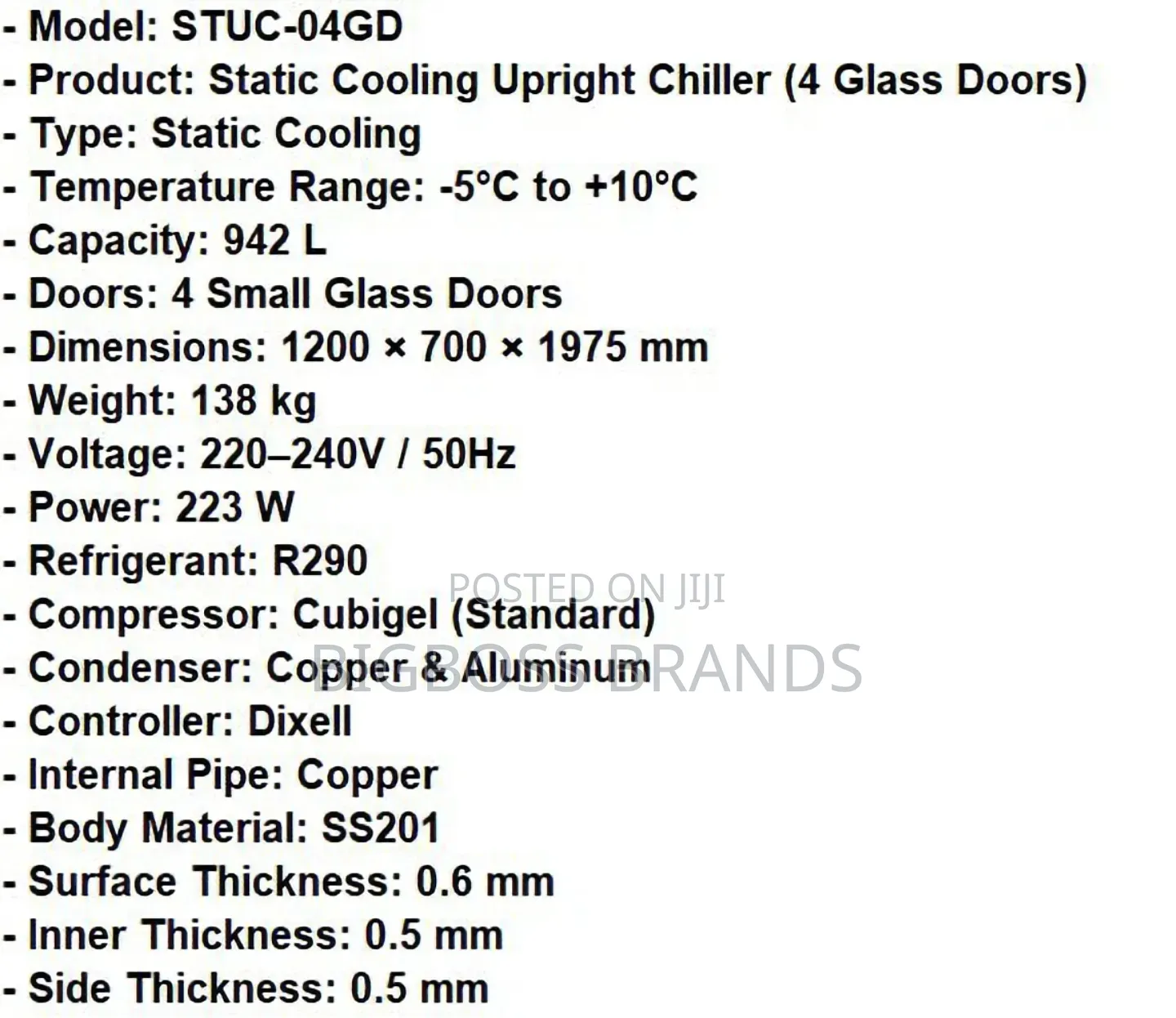 Upright Fridge 4 Glass Doors 942 Liters [Stuc-04gd]