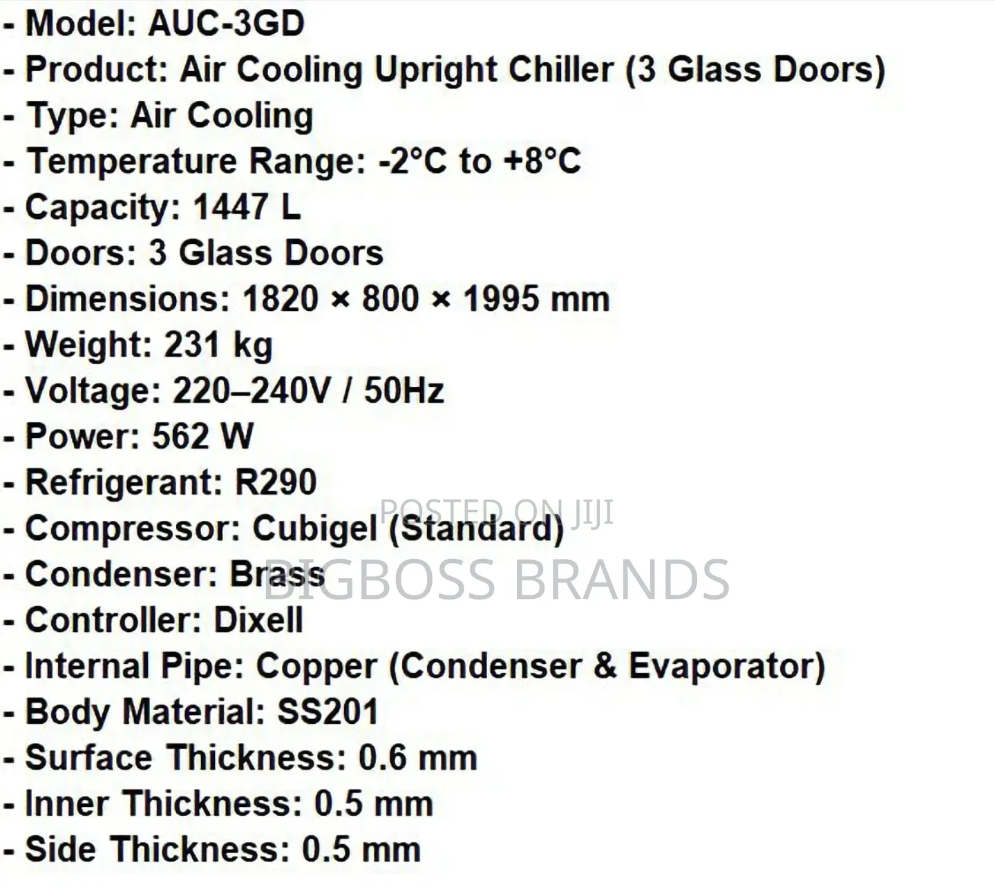 Upright Fridge 1447 Liters 3 Glass Doors