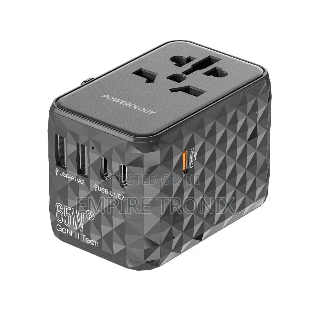 Powerology Universal Multi-Port Travel Adapter Pd 65w