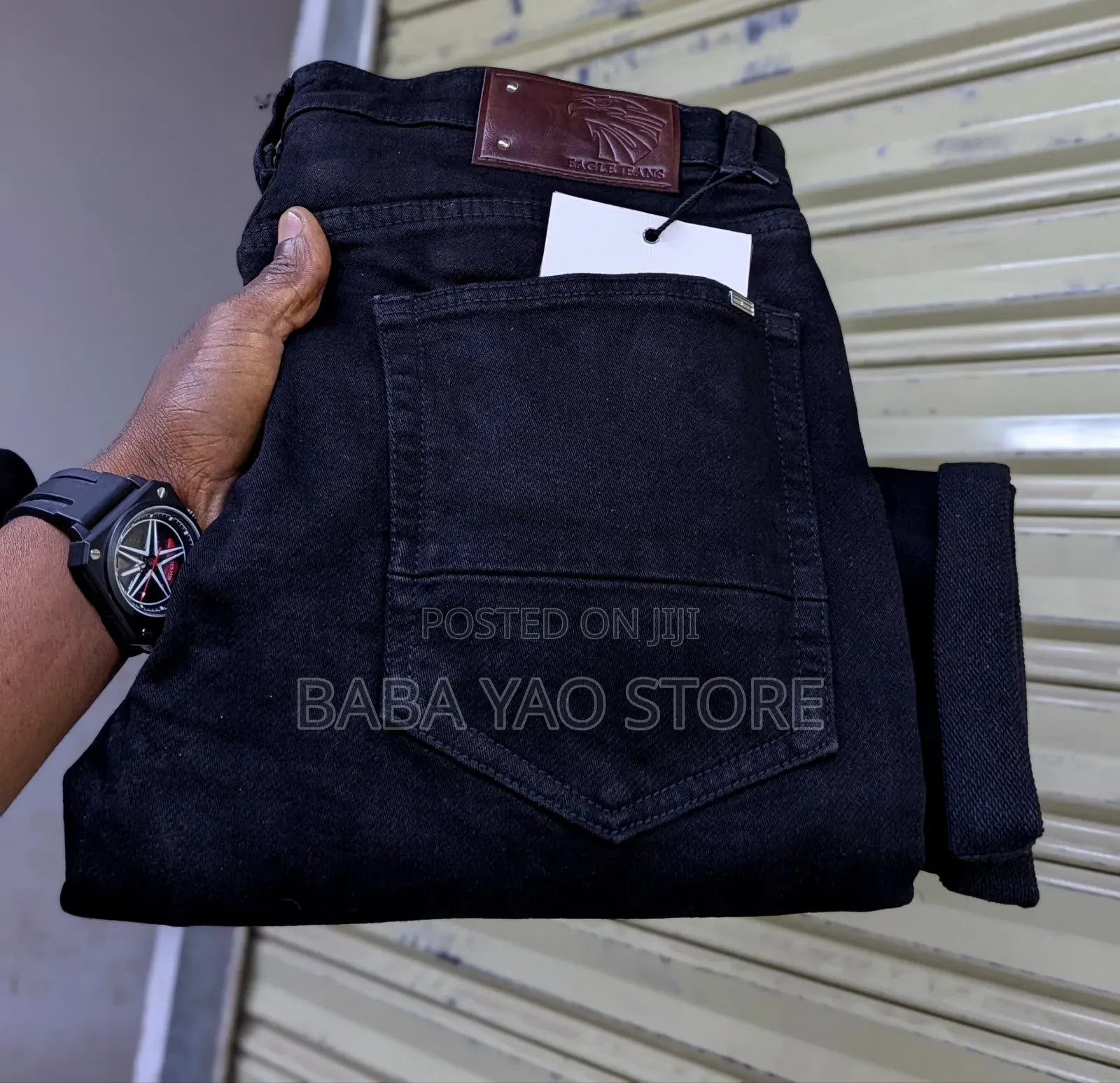Quality Men's Stretching Slim Black Colorfast Jeans