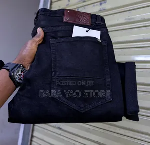 Quality Men's Stretching Slim Black Colorfast Jeans