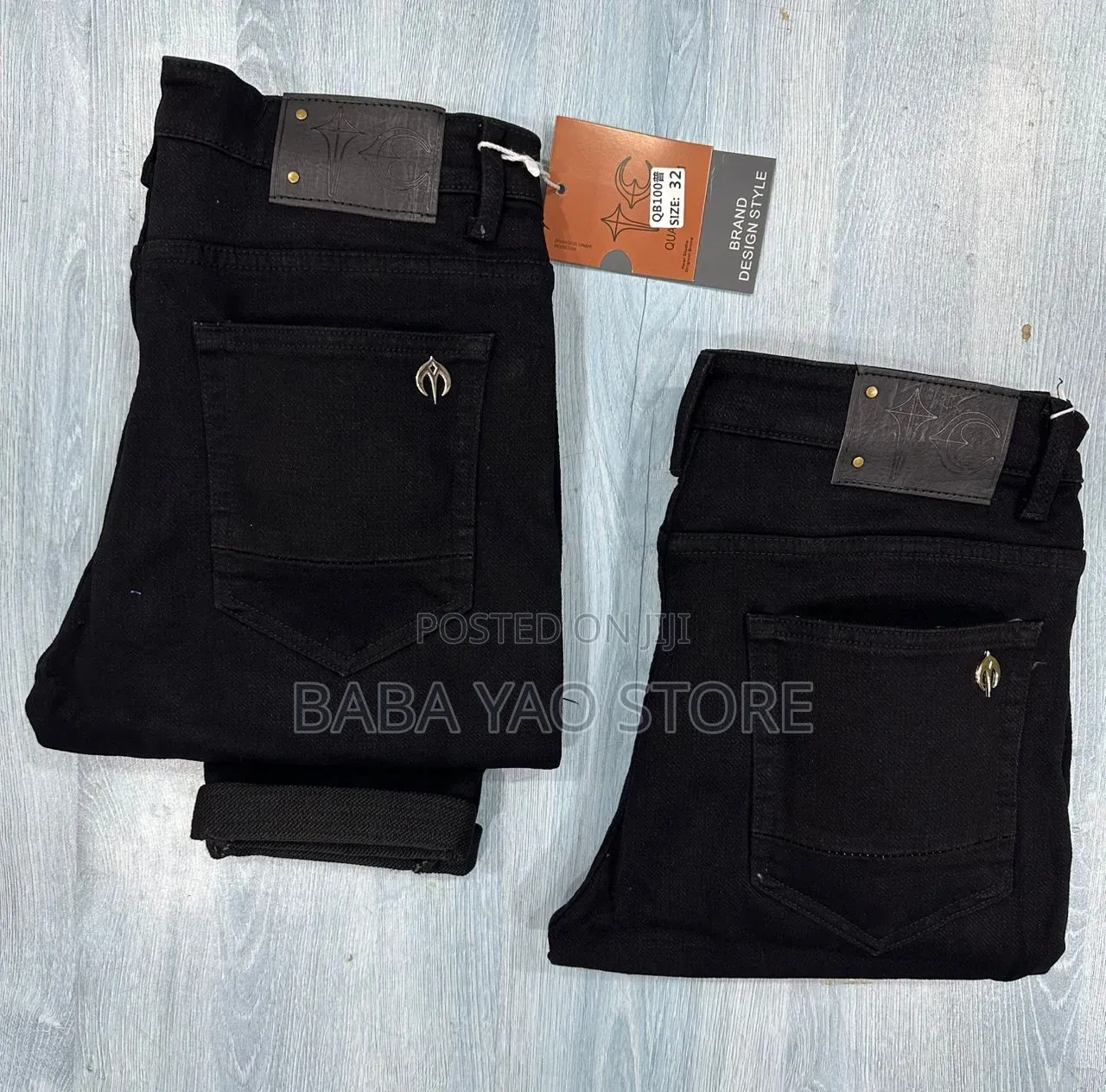 Quality Men's Stretching Slim Black Colorfast Jeans