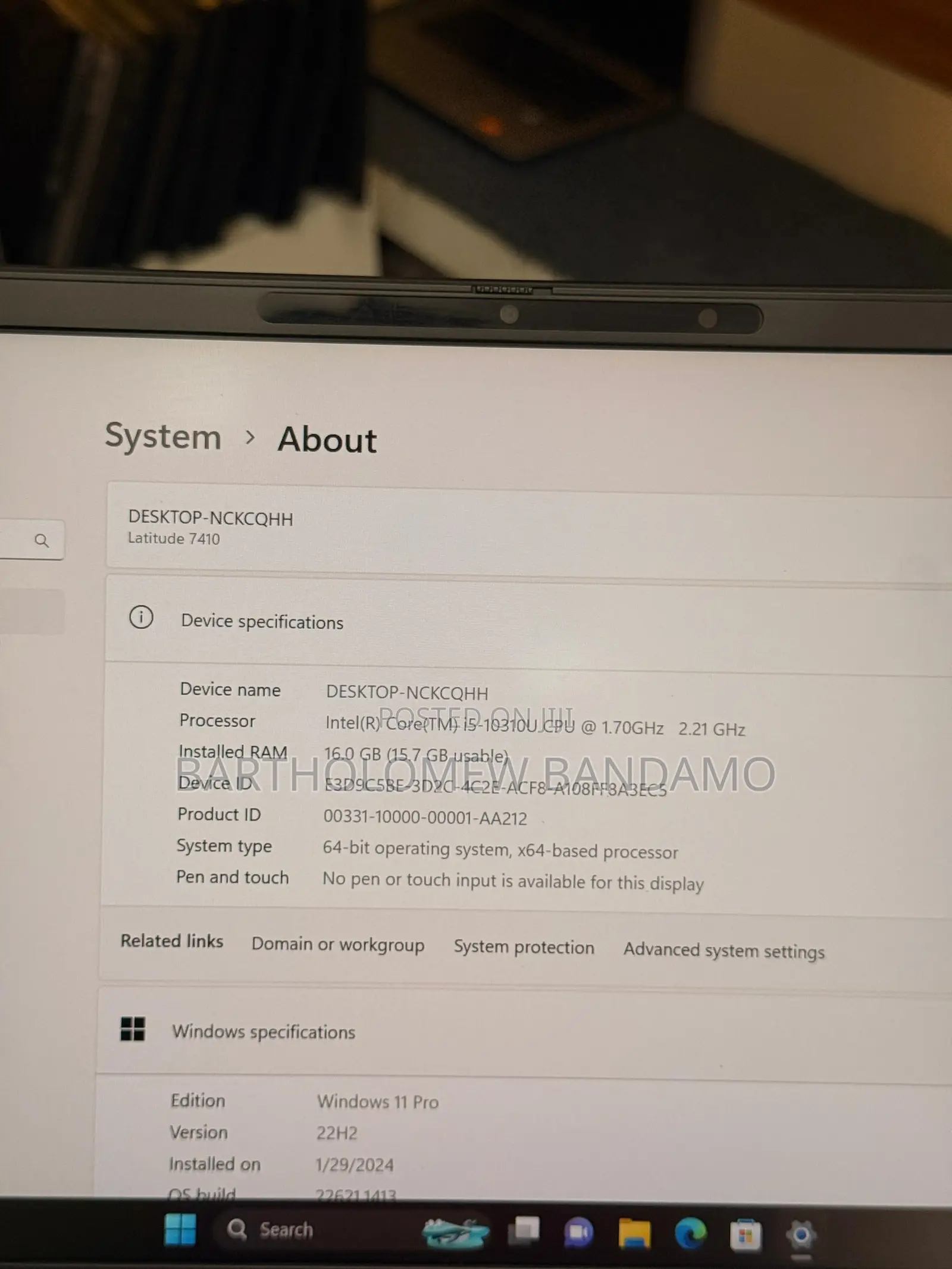 Laptop Dell Latitude 7410 8GB Intel Core i7 SSD 256GB