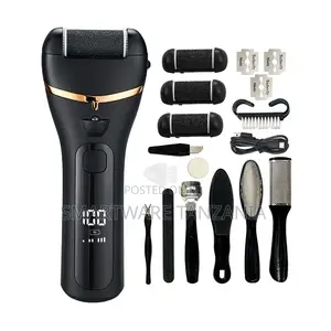 Electric Foot File Callus Remover Kit Led Display Black Set