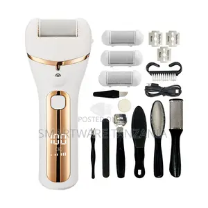 Electric Callus Remover Pedicure Kit Led Display White Gold