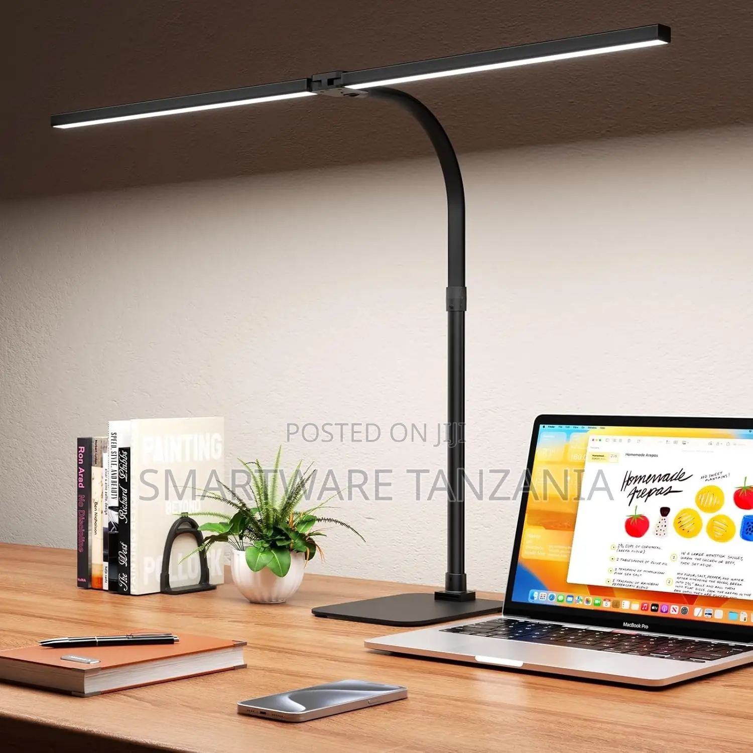 Double Bar Led Desk Lamp With Base Dimmable Office Study