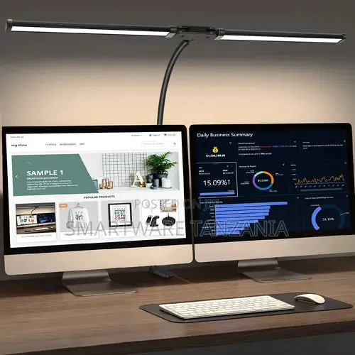 Wide Dual Bar Led Desk Lamp Clamp Dual Monitor Work Station