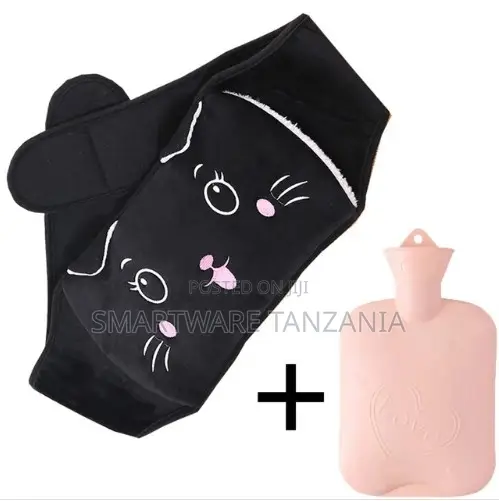 Black Cat Hot Water Bottle Set With Cute Waist Belt Cover