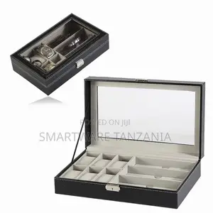 Pu Leather Watch And Sunglasses Organizer Box With Window