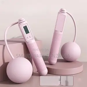 Pink LCD Jump Rope With Weighted Balls and Count Display