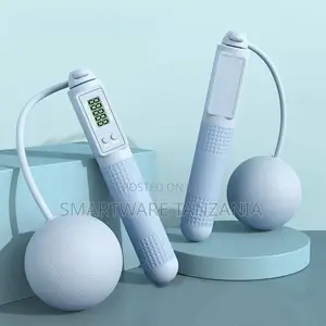 Blue Cordless Jump Rope With Digital Counter Ball Ends