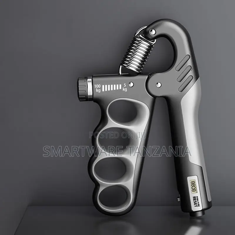 Grey Adjustable Hand Grip Strengthener With Rep Counter