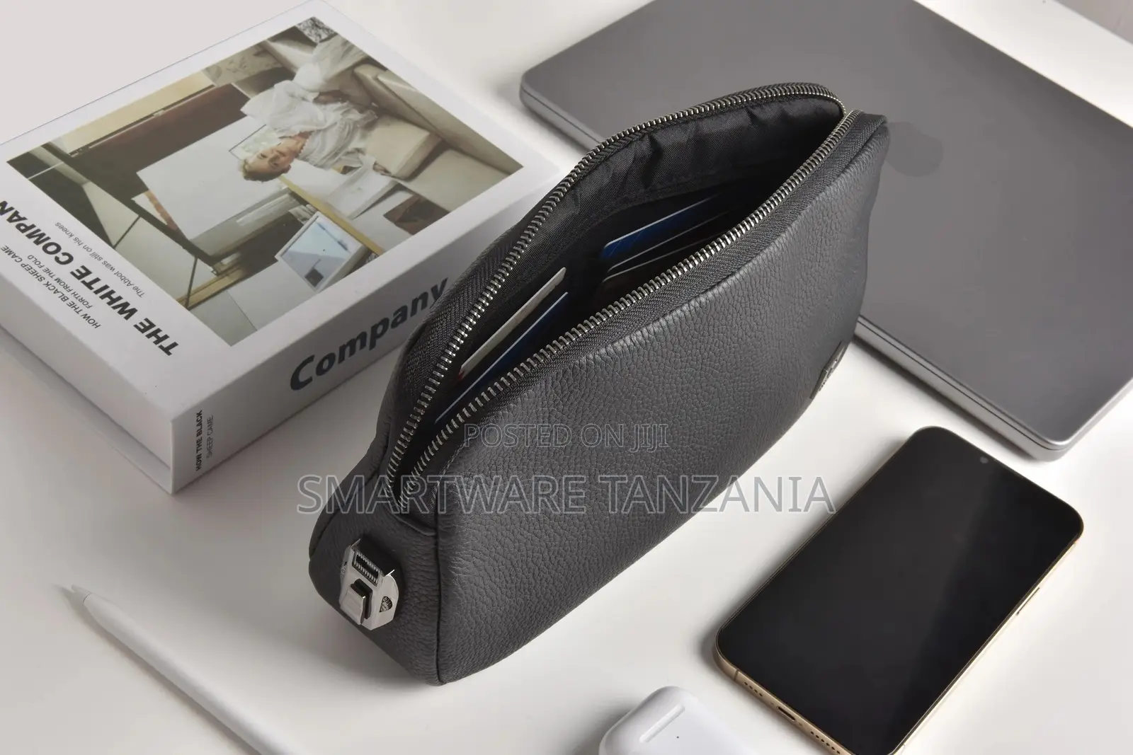 Wiwu Alpha Fingerprint Lock Clutch Bag Leather Security Bag