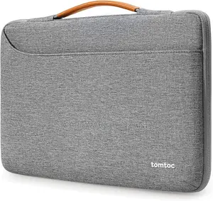 Tomtoc Laptop Briefcase Gray 14 16 Inch Tan Handle Carry Bag